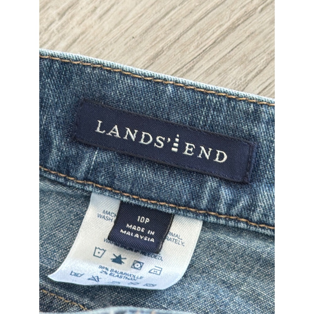 Lands End Womens 10P Petite Blue Denim Mid Rise Bootcut Jeans Medium Wash - Picture 6 of 8